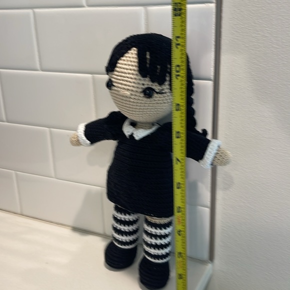 Handcrafted Wednesday Doll Crochet Decor Toy Addams Family - Picture 10 of 11